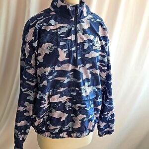 Blue Pink Camo Half zip ls athletic jacket XL Reebok EUC